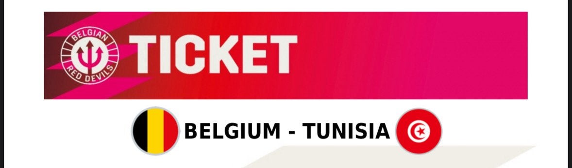2 billets pour la Belgique contre la Tunisie, Tickets & Billets