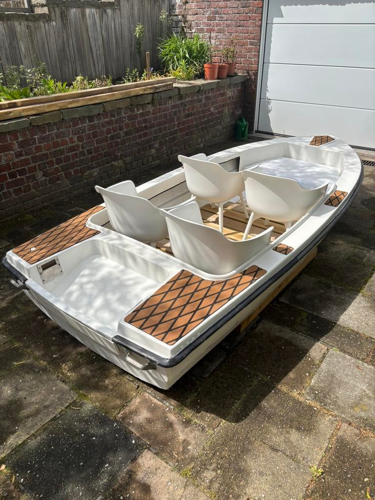 Te koop: lichte polyester sloep / visboot (3,5m), Watersport en Boten, Ophalen, Gebruikt, Tot 10 pk, 3 tot 6 meter