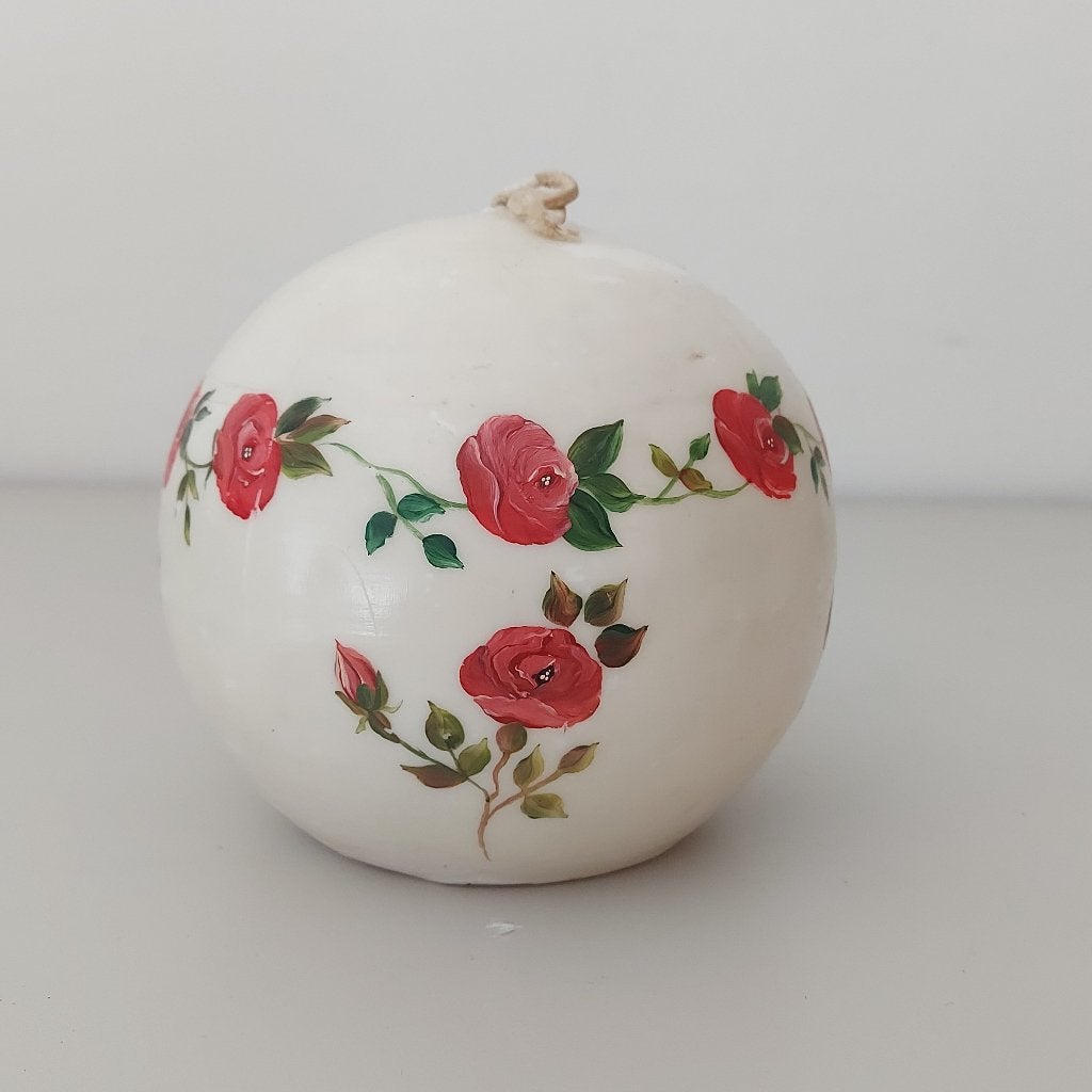 Bolkaars met handgeschilderd rozen-motief - gesigneerd, Ophalen of Verzenden