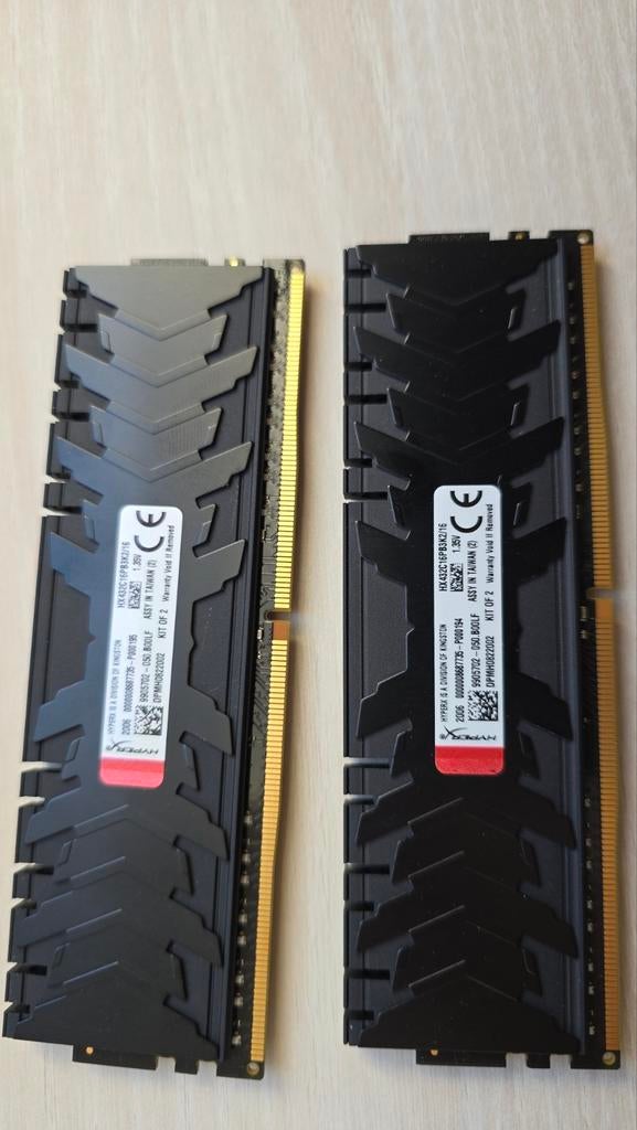 RAM DDR4 3200mhz, 16go (2x8) HyperX Predator used, Informatique & Logiciels, Enlèvement ou Envoi, DDR4