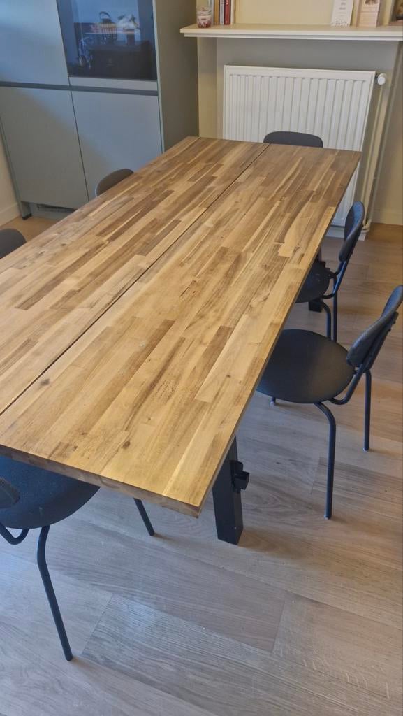 Eettafel 235 x 100 cm acacia/zwart, Huis en Inrichting, Tafels | Eettafels, Ophalen