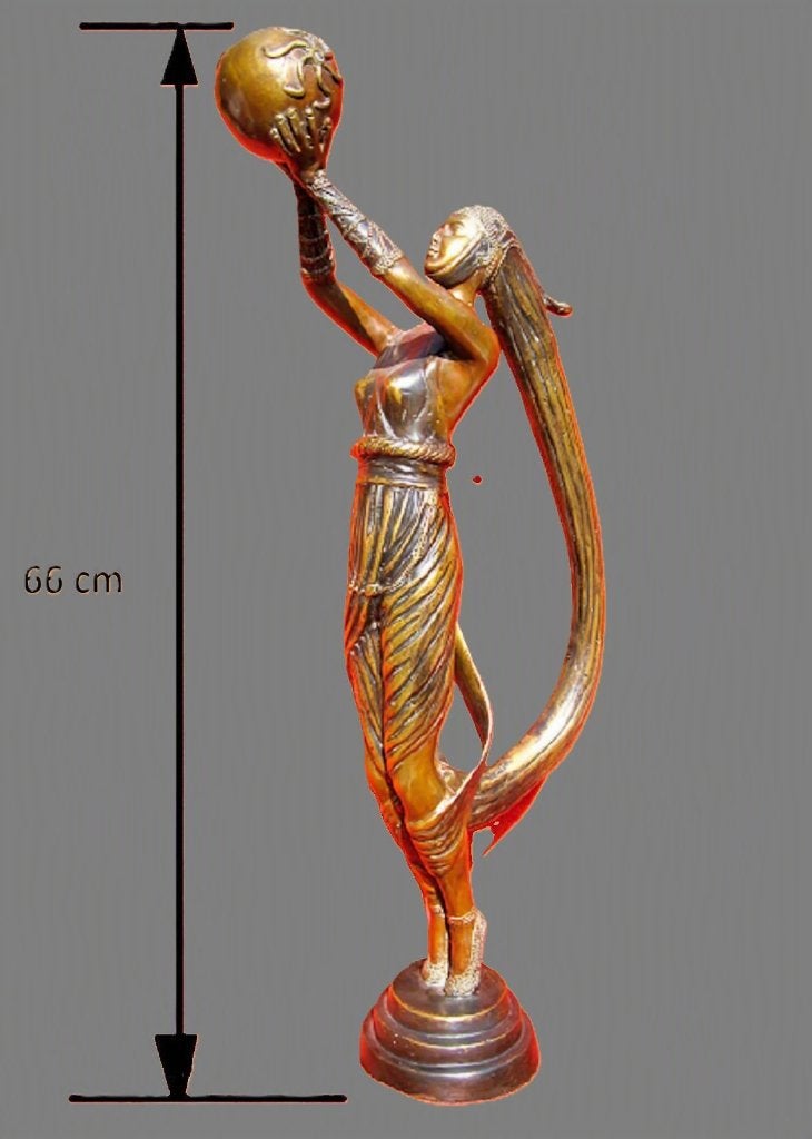 Prachtige Art Deco brons dame met bal., Antiquités & Art, Antiquités | Bronze & Cuivre, Bronze, Enlèvement