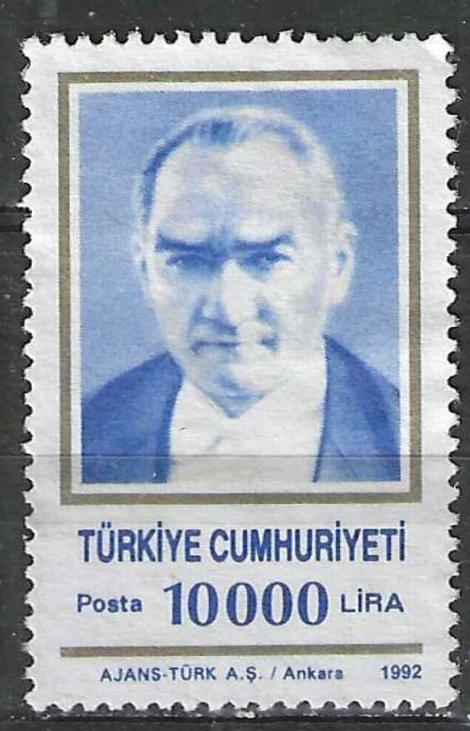 Turquie 1992 - Yvert 2699 - Photo d'Ataturk (ZG), Envoi, Non oblitéré