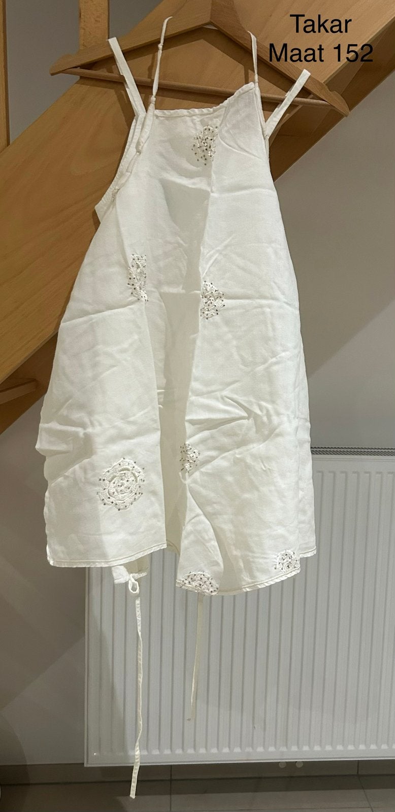 Wit, feestelijk kleedje (Takar, maat 152), Kinderen en Baby's, Kinderkleding | Maat 152, Ophalen of Verzenden, Zo goed als nieuw