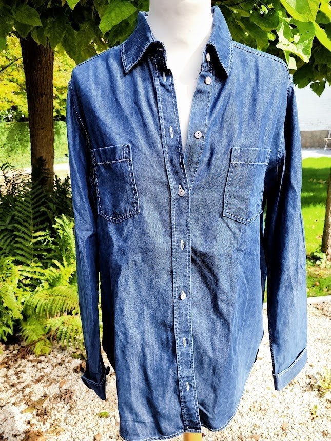 jeans hemd large, Kleding | Dames, Blauw, Maat 42/44 (L), Ophalen of Verzenden, Zo goed als nieuw