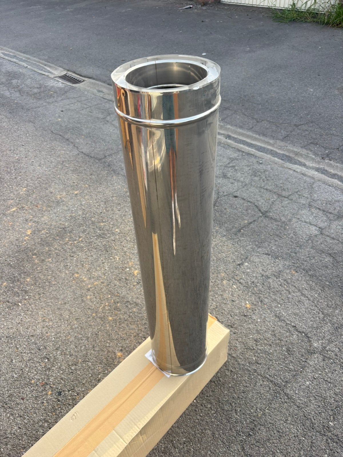 Ubbink 150mm dubbelwandige inox afvoer (openhaard) 1000mm, Doe-het-zelf en Bouw, Ophalen, Zo goed als nieuw, Inox, Afvoer