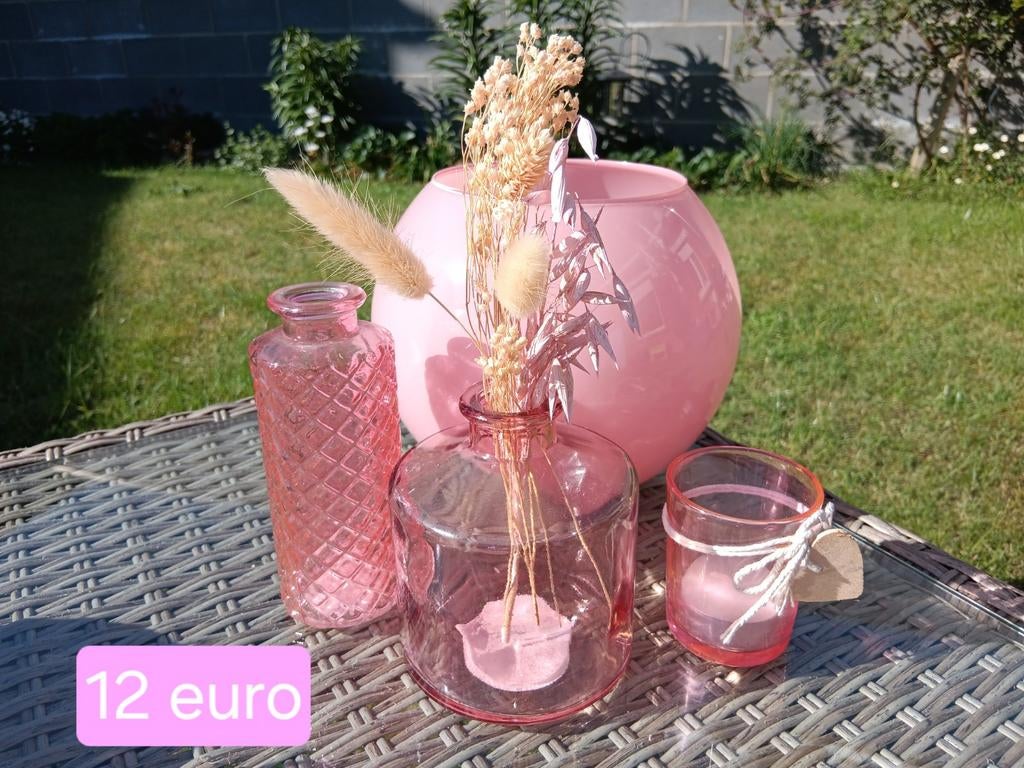 Verschillende setjes roze decoratie, Tuin en Terras, Ophalen, Zo goed als nieuw