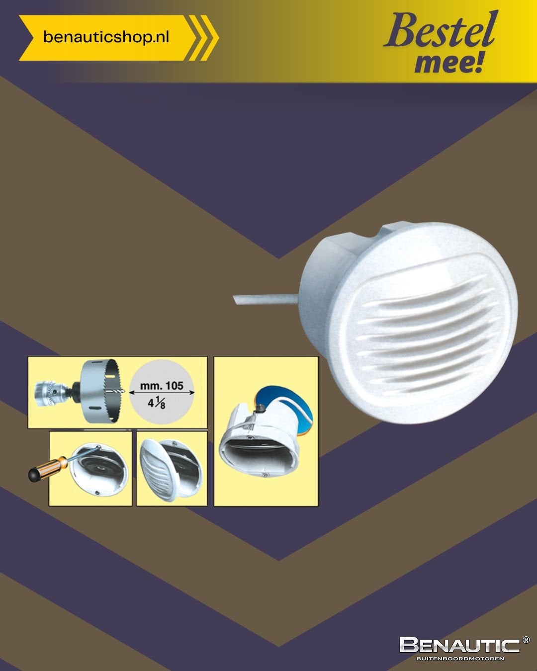 Accessoire Voxbell inbouw scheepshoorn met witte gril, Neuf, -, -, -