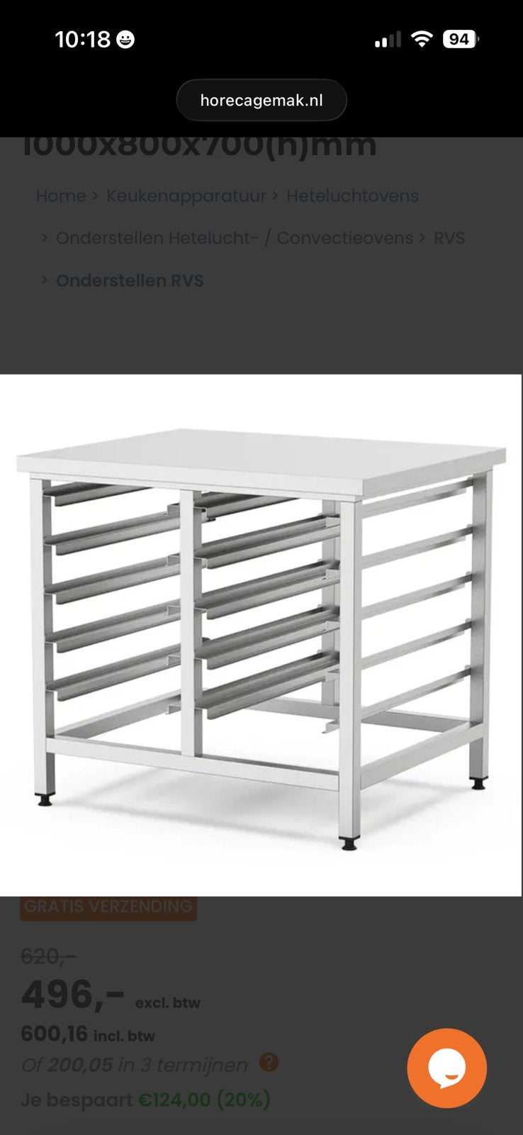 Rvs onderstel combi steamer, Articles professionnels, Horeca | Équipement de cuisine, Enlèvement, Utilisé, Fours, Fours à micro-ondes et Fours à vapeur