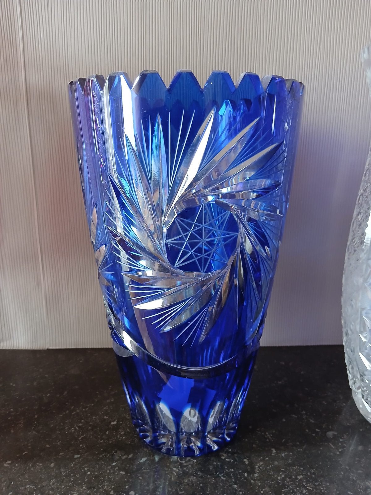 Blauwe kristallen vaas, Antiek en Kunst, Ophalen