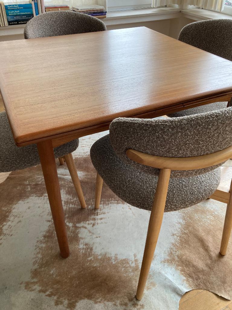 Tafel in teak Nome model vierkant en uittrekbaar, Huis en Inrichting, Tafels | Eettafels, Ophalen, 50 tot 100 cm, 50 tot 100 cm
