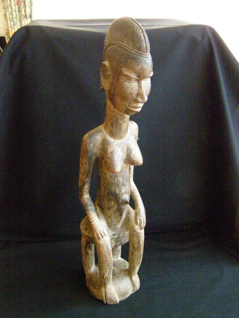 Voorouderfiguur - Baule - Ivoorkust - BLOLO BLA, Antiek en Kunst, Hout, 56 cm, Afrika, Ophalen of Verzenden