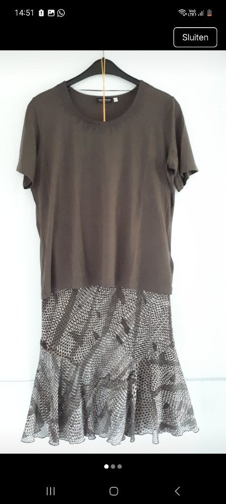 Set rok en shirt, Enlèvement ou Envoi, Comme neuf, Taille 42/44 (L), Brun