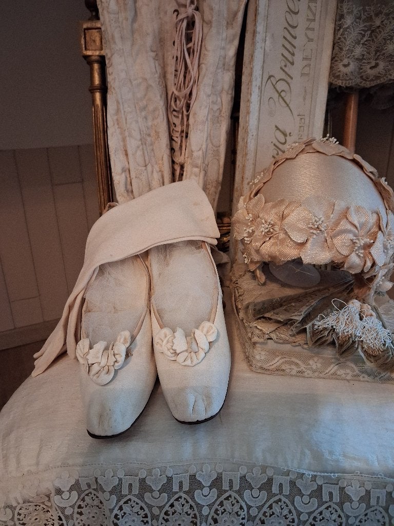 Antiek Edwardian Leder Schoentjes , Jaar 1920 , VERKOCHT, Antiek en Kunst, Ophalen of Verzenden
