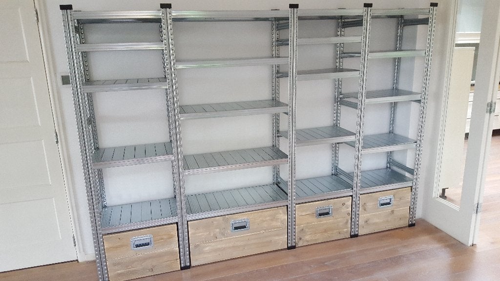 Stellingkast industrieel elke maat van staal met steigerhout, Enlèvement, Neuf