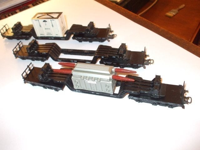 Märklin dieplader 4617 transfo dieplader 4618 kist, Hobby en Vrije tijd, Modeltreinen | H0, Gebruikt, Wagon, Wisselstroom, Märklin