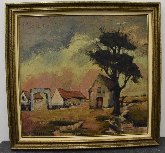 huile sur toile paysage signe velghe, Antiek en Kunst, Ophalen