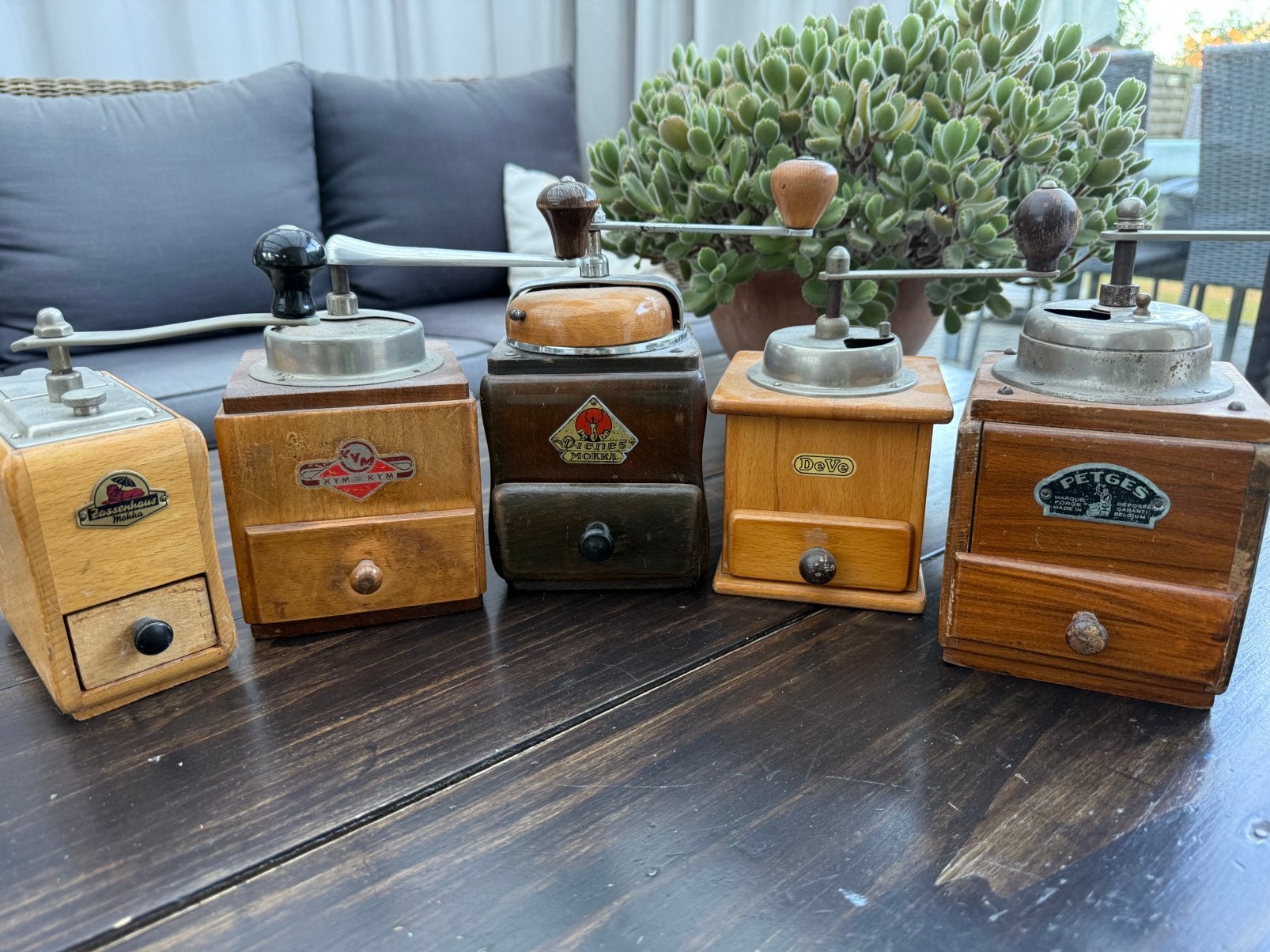 Oude koffiemolens, 5 stuks, Enlèvement