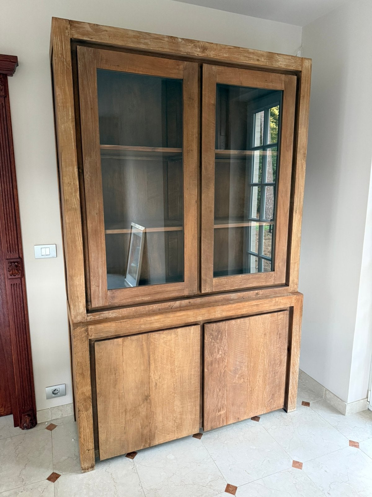 Teak houten bufferkast, Ophalen, Met deur(en), 100 tot 150 cm, 200 cm of meer