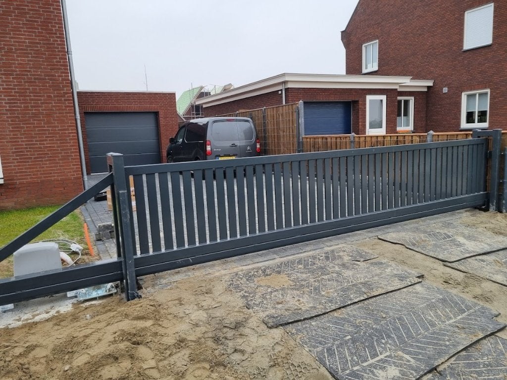 Lamellen schuifpoort of draaipoort incl motor en montage, Ophalen, Nieuw, IJzer, Schuifpoort