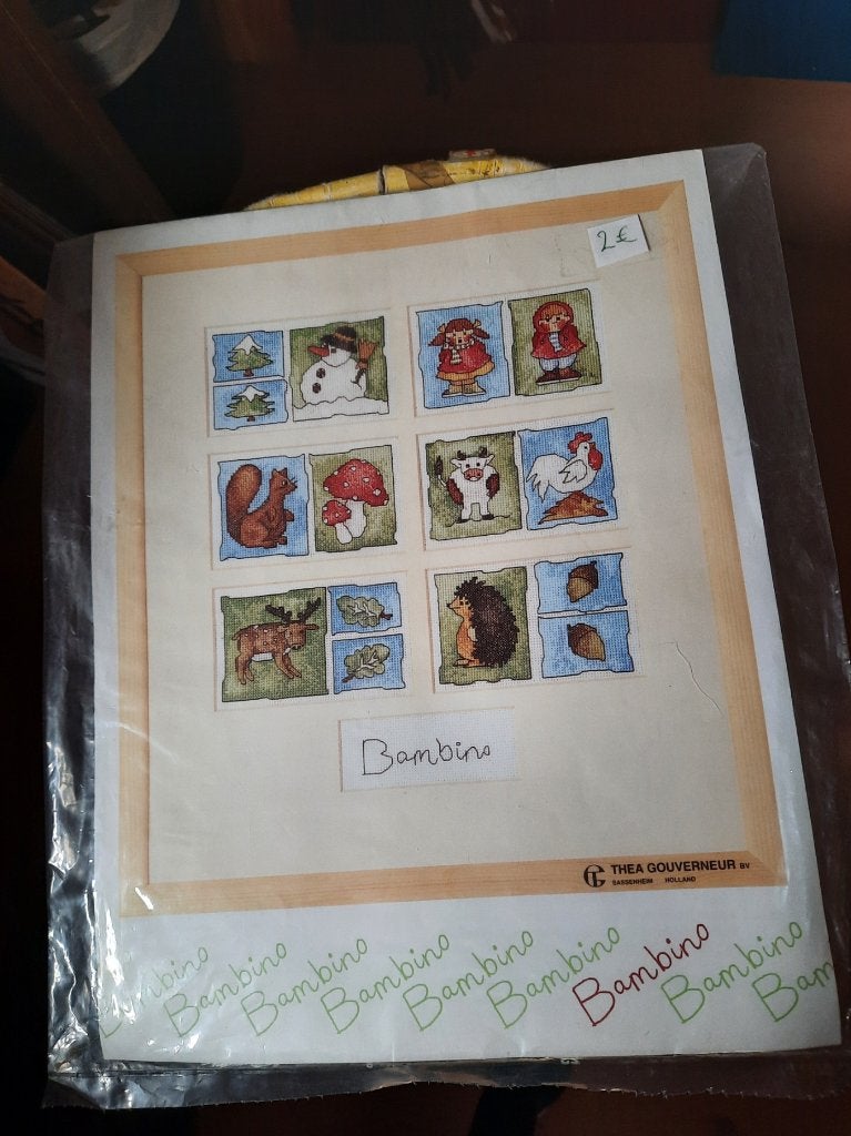 Origineel patroon Thea Gouverneur " Bambino " + restgarens, Hobby en Vrije tijd, Borduren en Borduurmachines, Ophalen of Verzenden