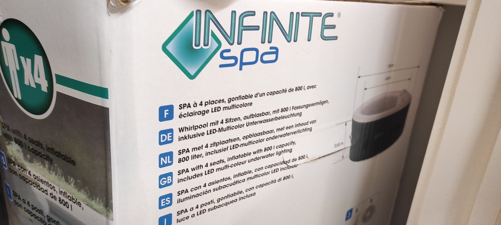 Jacuzzi Infinity Spa 4 places – Prêt à l'emploi + prod. Entr, Enlèvement ou Envoi