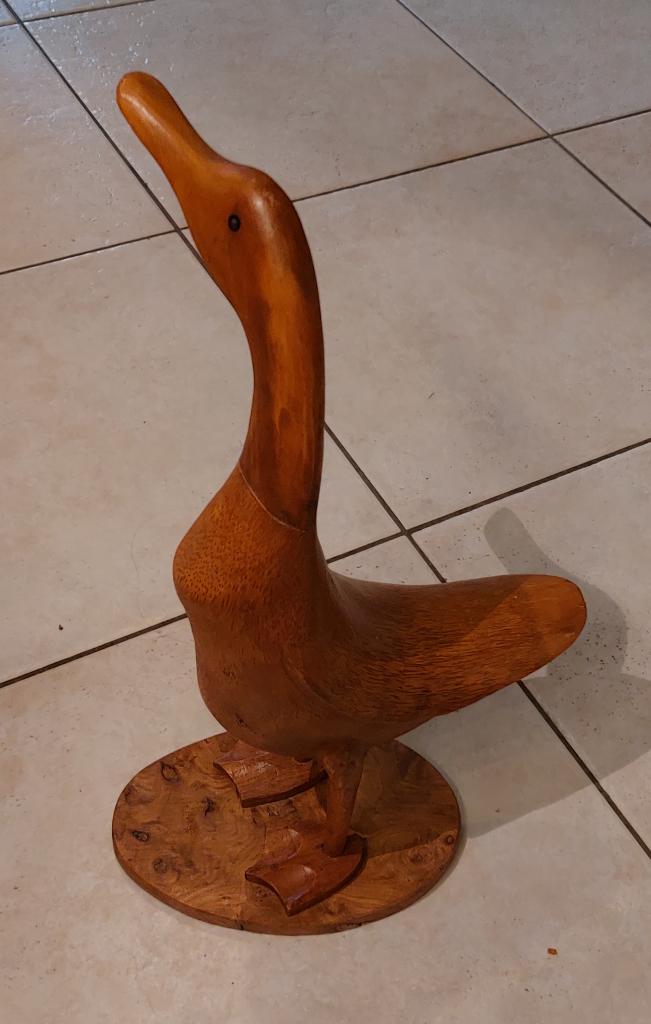 Prachrige houten eend, Antiek en Kunst, Ophalen, Houtsnijwerk, 20 - 50 cm, Op sokkel