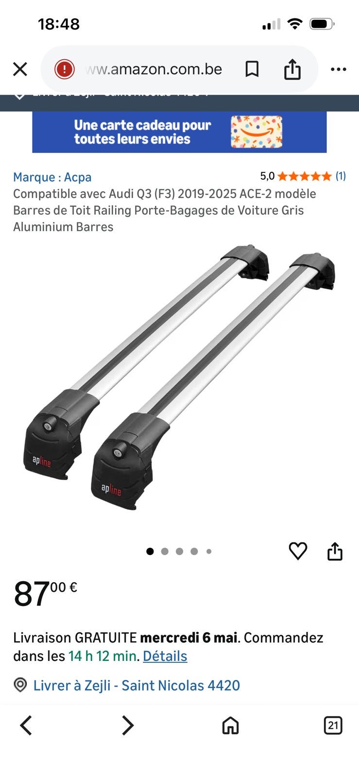 Barres de toit, Enlèvement ou Envoi, Neuf