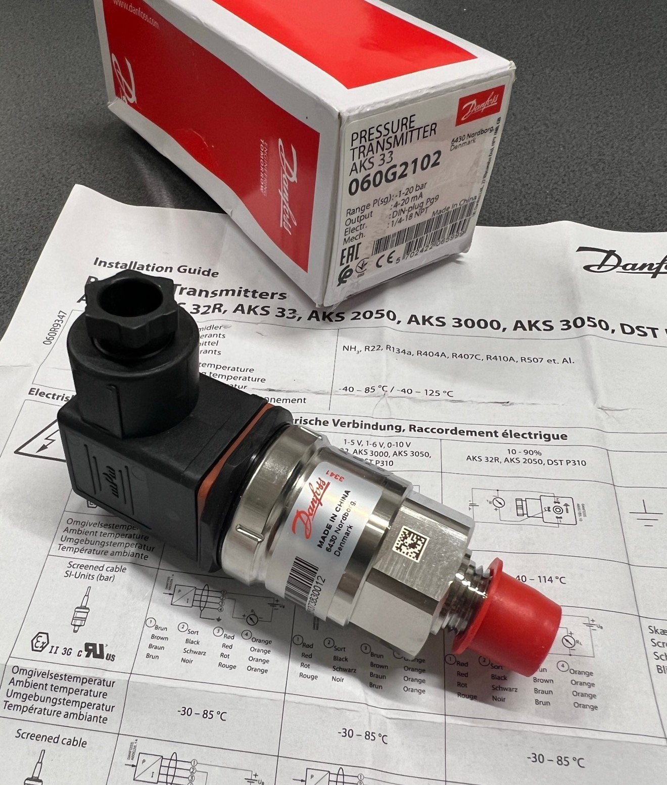 Danfoss 060G2102 Pressure Transmitter AKS33 NIEUW 1-20 bar, Ophalen of Verzenden, Nieuw
