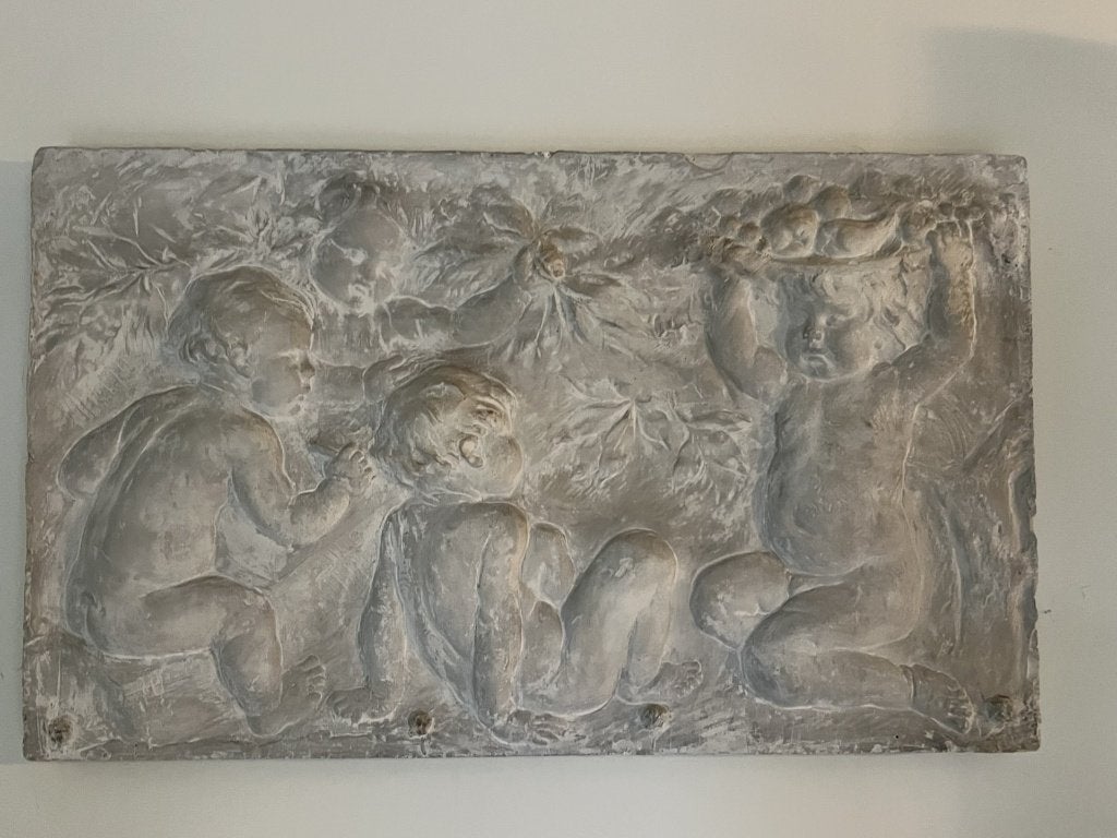 MUURDECORATIE MET RELIEF ENGELEN, Gris, Religion, Enlèvement, Décoration murale