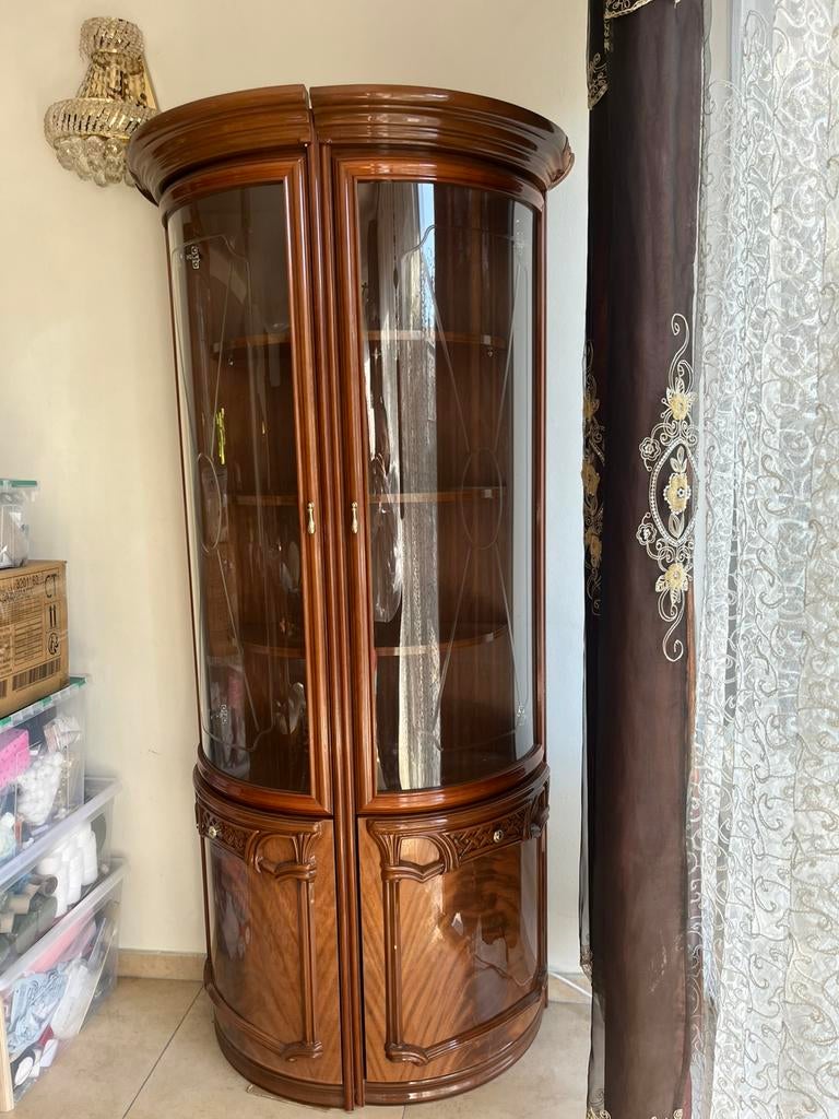 Vitrine d’angles en bois, Maison & Meubles, Armoires | Vitrines, Enlèvement, Utilisé, Avec porte(s), 200 cm ou plus