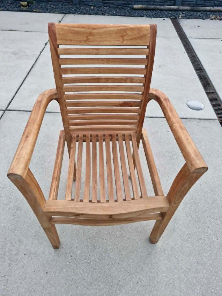 6 chaises en teck, Enlèvement, Comme neuf, Bois de teck