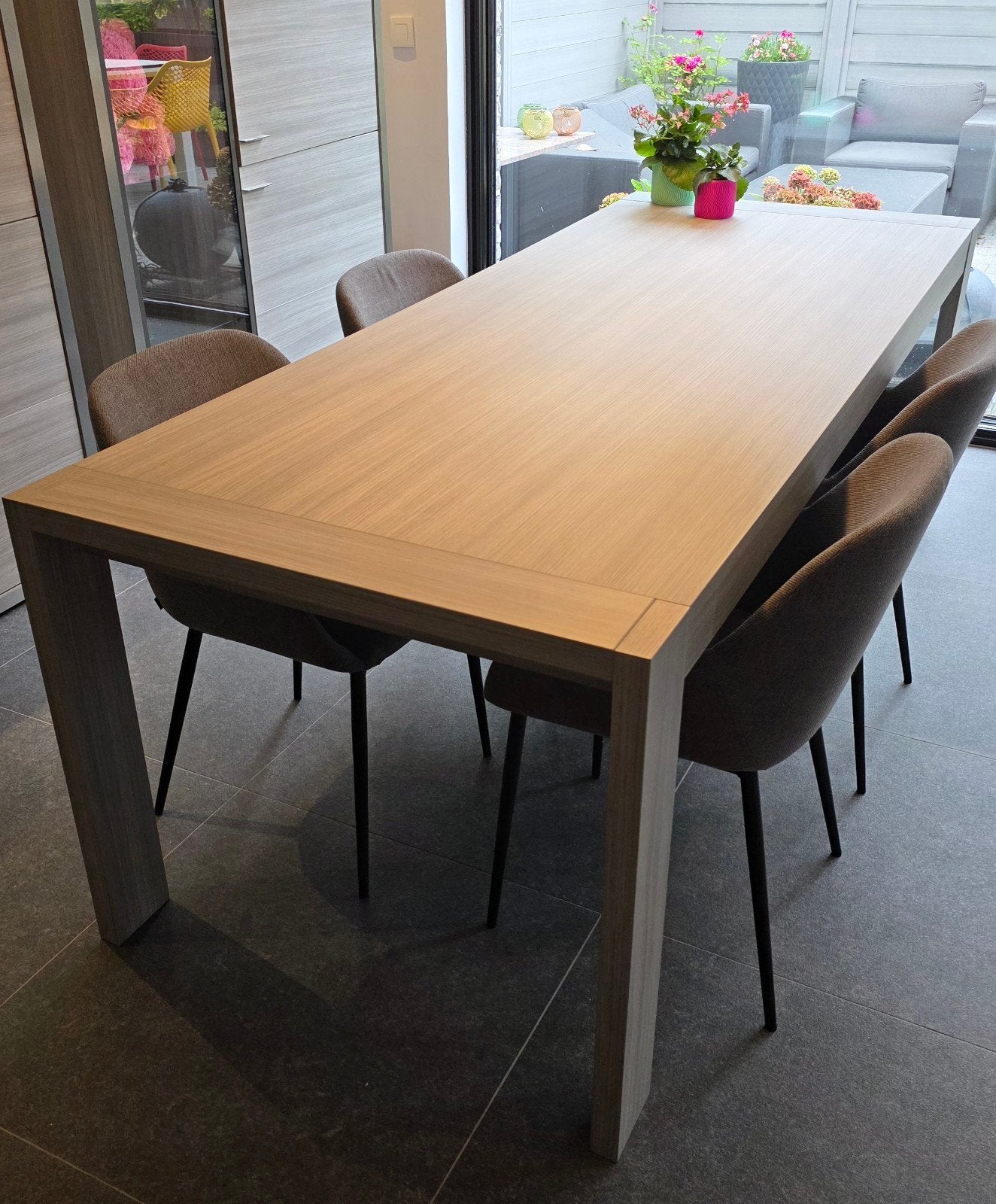 Grote stevige eettafel + bijpassende salontafels, Ophalen, 200 cm of meer, 50 tot 100 cm, Vijf personen of meer