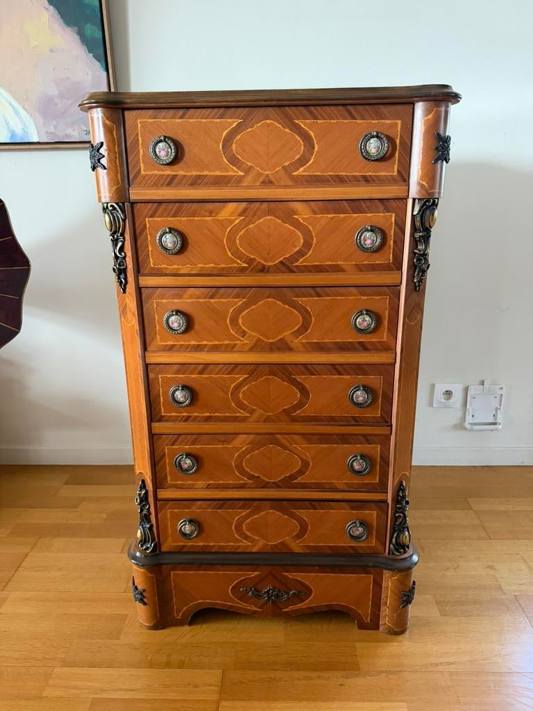 Originele vintage commode kast/dressoir/ladekast, Maison & Meubles, Armoires | Commodes, 25 à 50 cm, 5 tiroirs ou plus, Vintage
