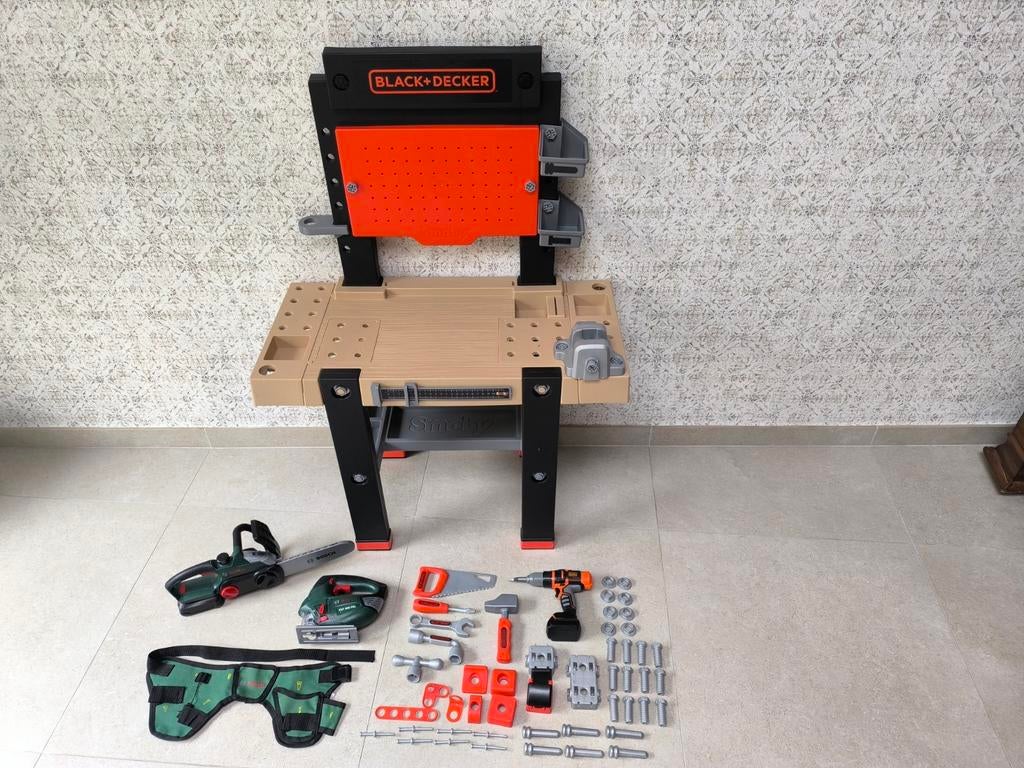Smoby Black & Decker/ Bosch Werkbank + accesoires., Ophalen, Gebruikt, Bouwen, Met licht