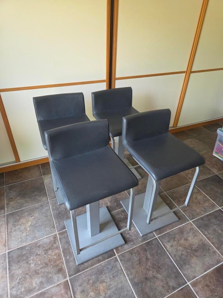 4 draaibare barkrukken / hoge stoelen – set van 4, Maison & Meubles, Tabourets de bar, Utilisé, 60 à 90 cm, Synthétique, Métal