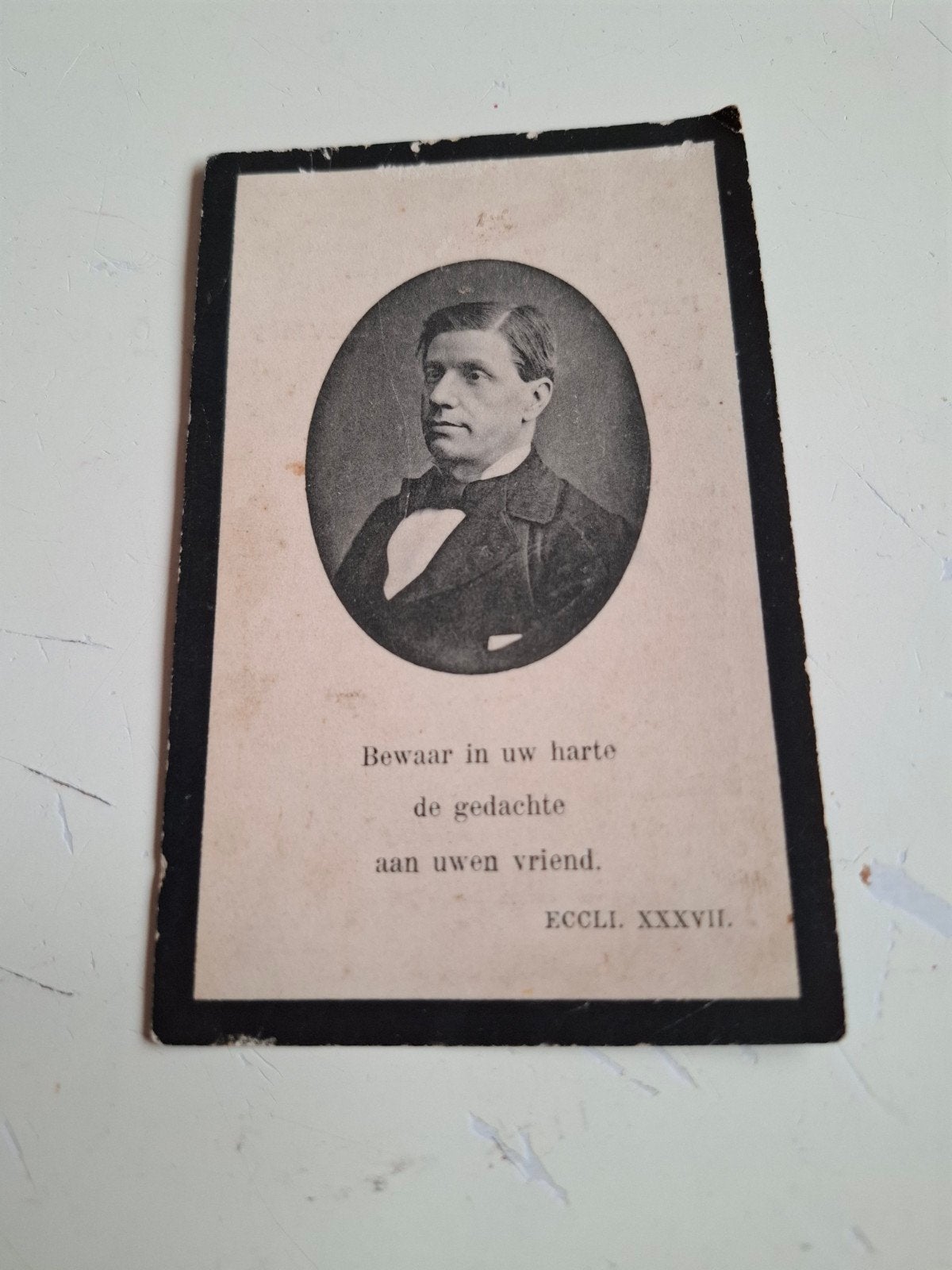 oud bidprentje 1909 met foto, Enlèvement ou Envoi, Image pieuse