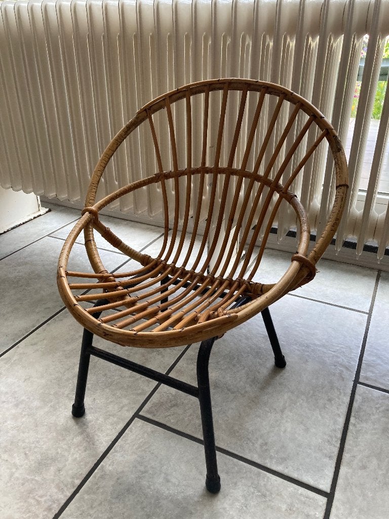 Retro rotan kinderstoel, Kinderen en Baby's, Kinderstoelen, Ophalen, Zo goed als nieuw, Overige typen