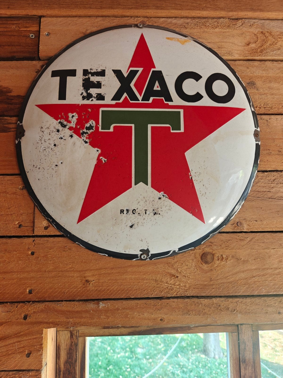 Texaco gebold emaille bord +/-42cm, Collections, Enlèvement