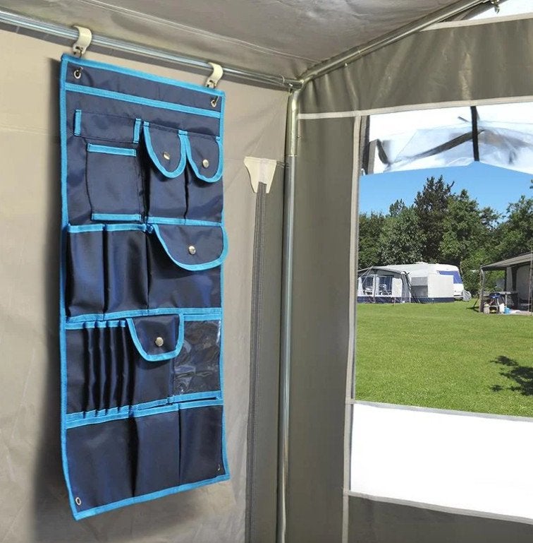 Organizer 39x74 CM Blauw voor stang of Garagedeur camper