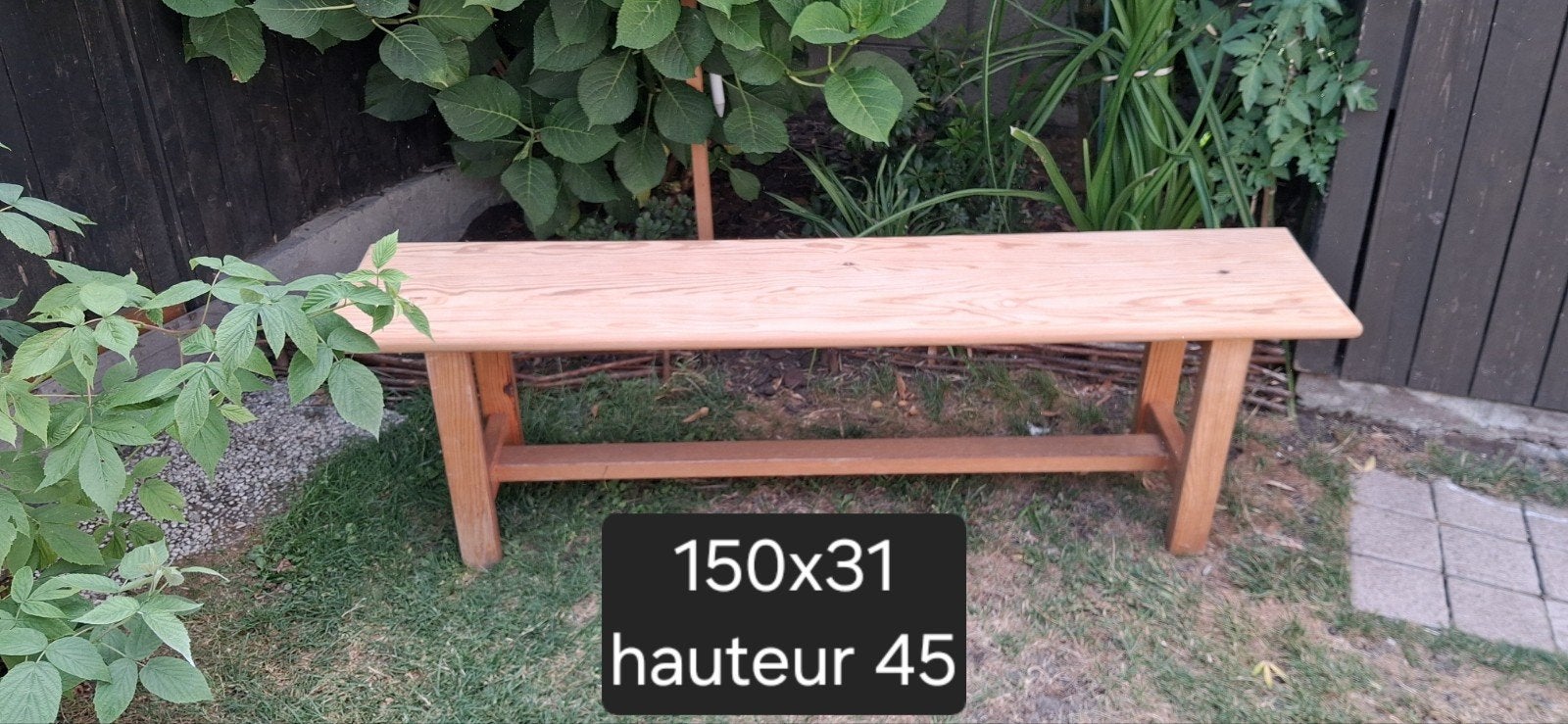 Houten bank 150x31
Hoogte 45, Antiek en Kunst, Ophalen