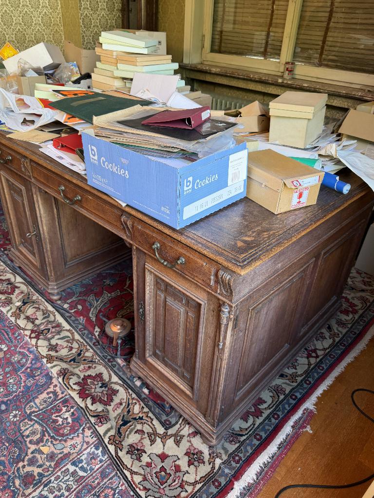 Bureau double face en chêne massif – Style Renaissance, Maison & Meubles, Autres marques, Bureau duo, Enlèvement, Antique