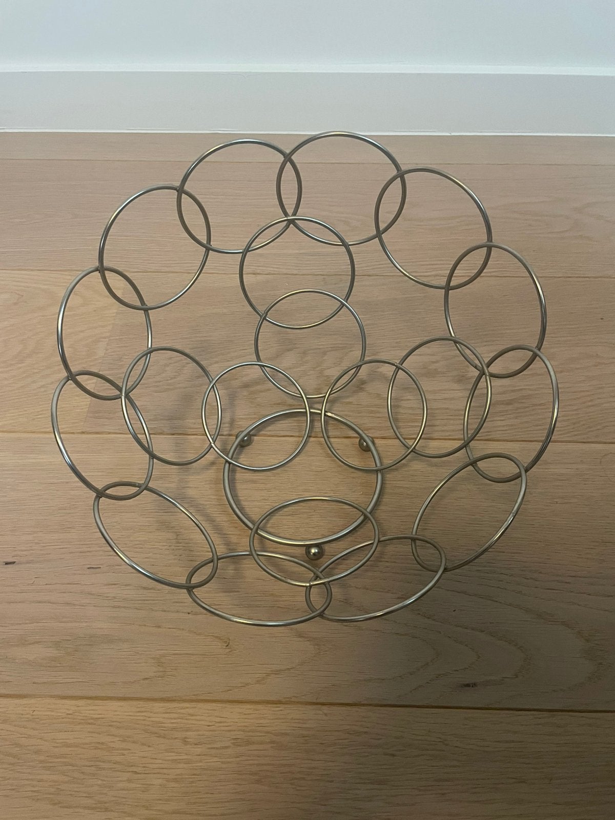 Chromen metalen fruitschaal - Design met ringen, Ophalen, Op voet, Schaal, Rond
