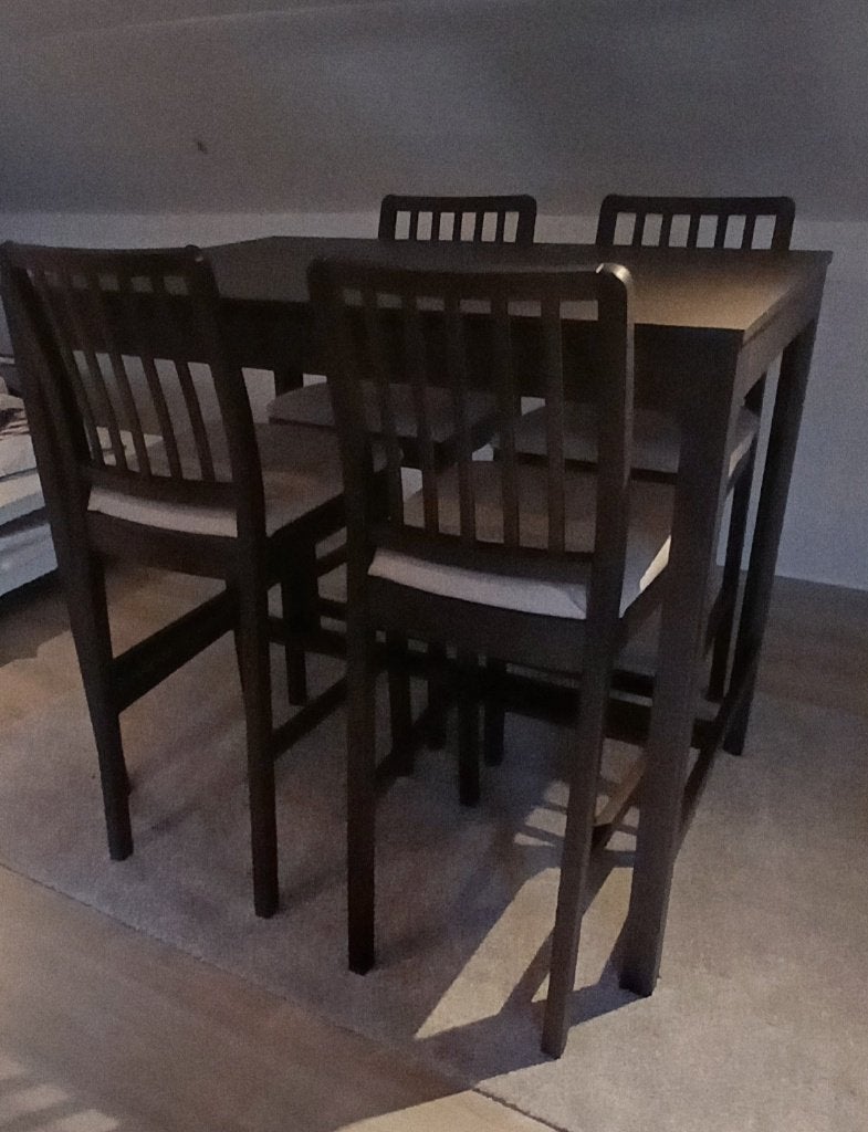 Hoge tafel met 4 stoelen, Huis en Inrichting, Tafels | Eettafels, Ophalen, Nieuw, Vier personen, Rechthoekig