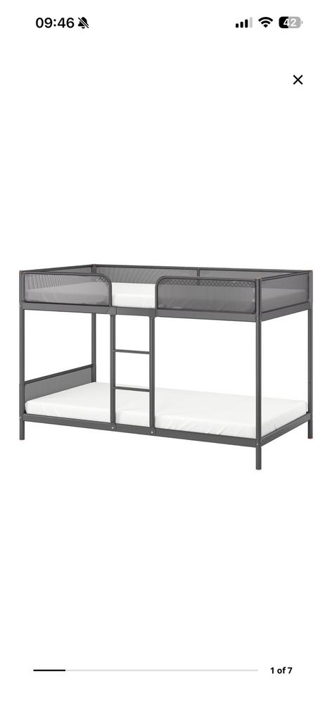 Ikea Stapelbed 90x200 grijs, Huis en Inrichting, Ophalen, 90 cm, Eenpersoons, Zo goed als nieuw