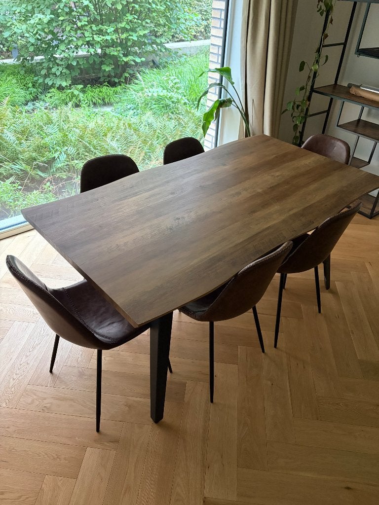Eetkamerstoelen (6), Huis en Inrichting, Stoelen, Ophalen, Bruin, Leer, Zo goed als nieuw