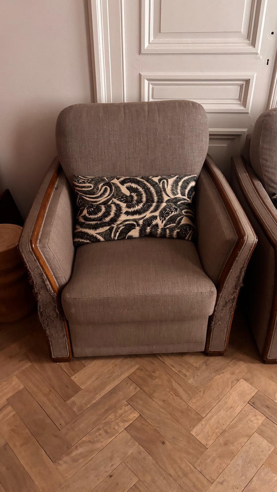 Set van 2 vintage fauteuils (1 met uitschuifbare voetensteun, Enlèvement, Comme neuf