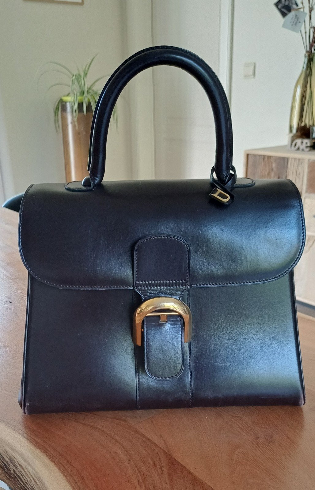 VINTAGE Delvaux Brillant, donkerbruin leder., Handtassen en Accessoires, Ophalen