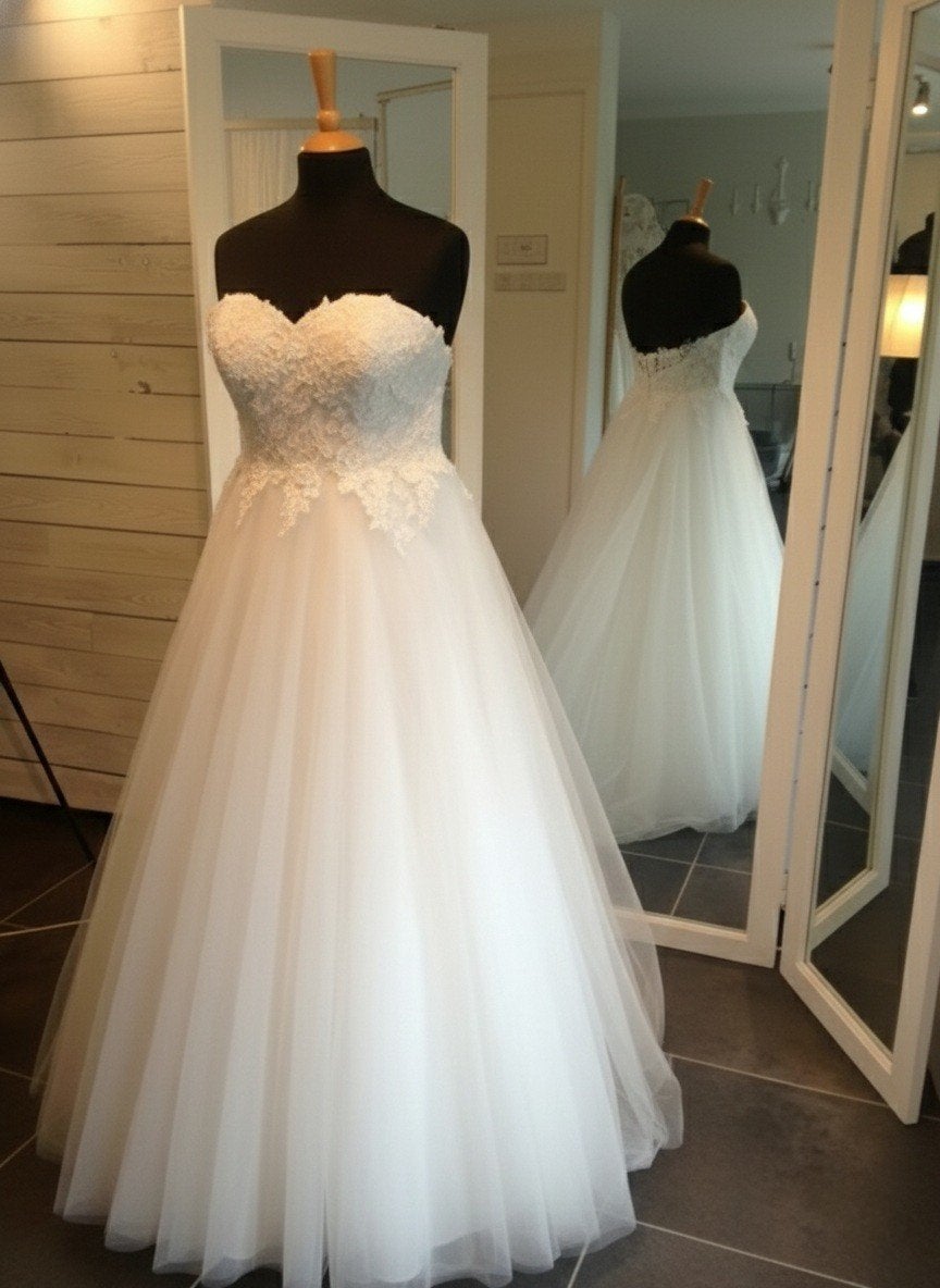 Robe de mariée ,jupon , voile cathédrale, Ophalen, Trouwjurk