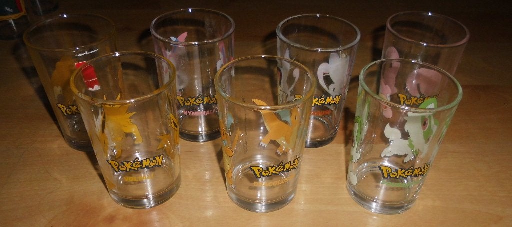 POKEMON glazen : Voltali, Dracolosse, Poussacha, Keunotor.., Ophalen of Verzenden, Zo goed als nieuw, Waterglas